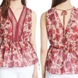 Kate Spade *  Sleeveless Paisley Blossom Blouse Top in Conch Shell Size Small